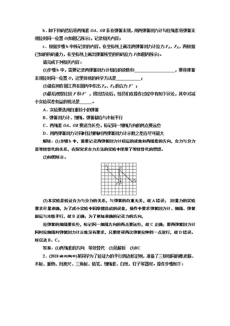 2020版高考物理一轮复习江苏专版讲义：第二章实验二力的平行四边形定则03