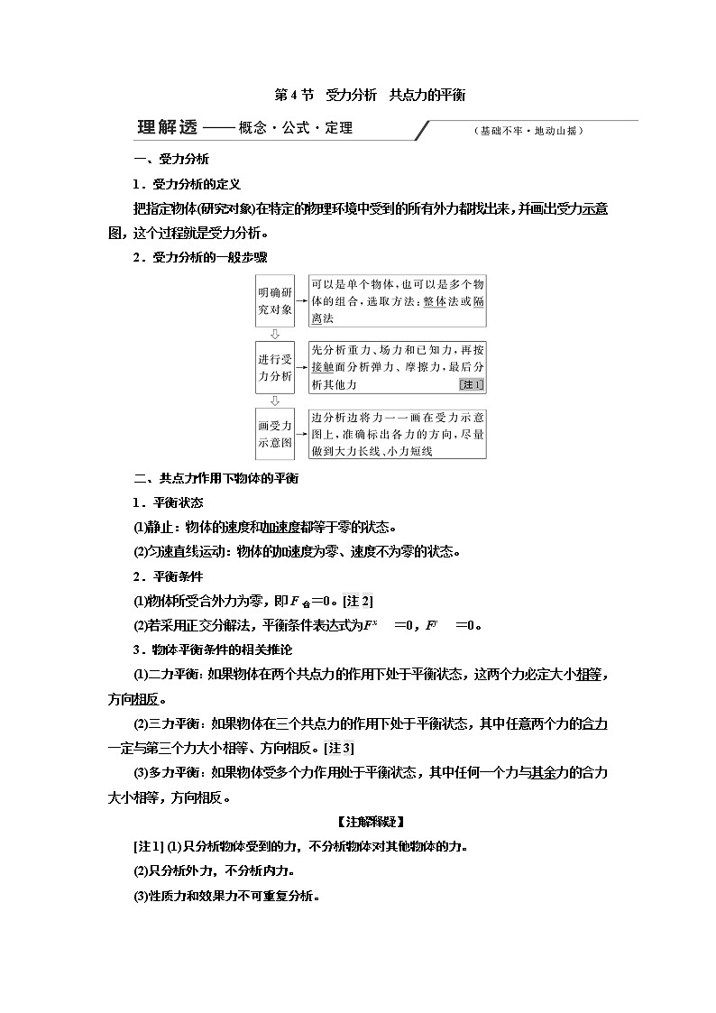 2020版高考物理一轮复习新课改省份专用讲义：第二章第4节受力分析共点力的平衡01