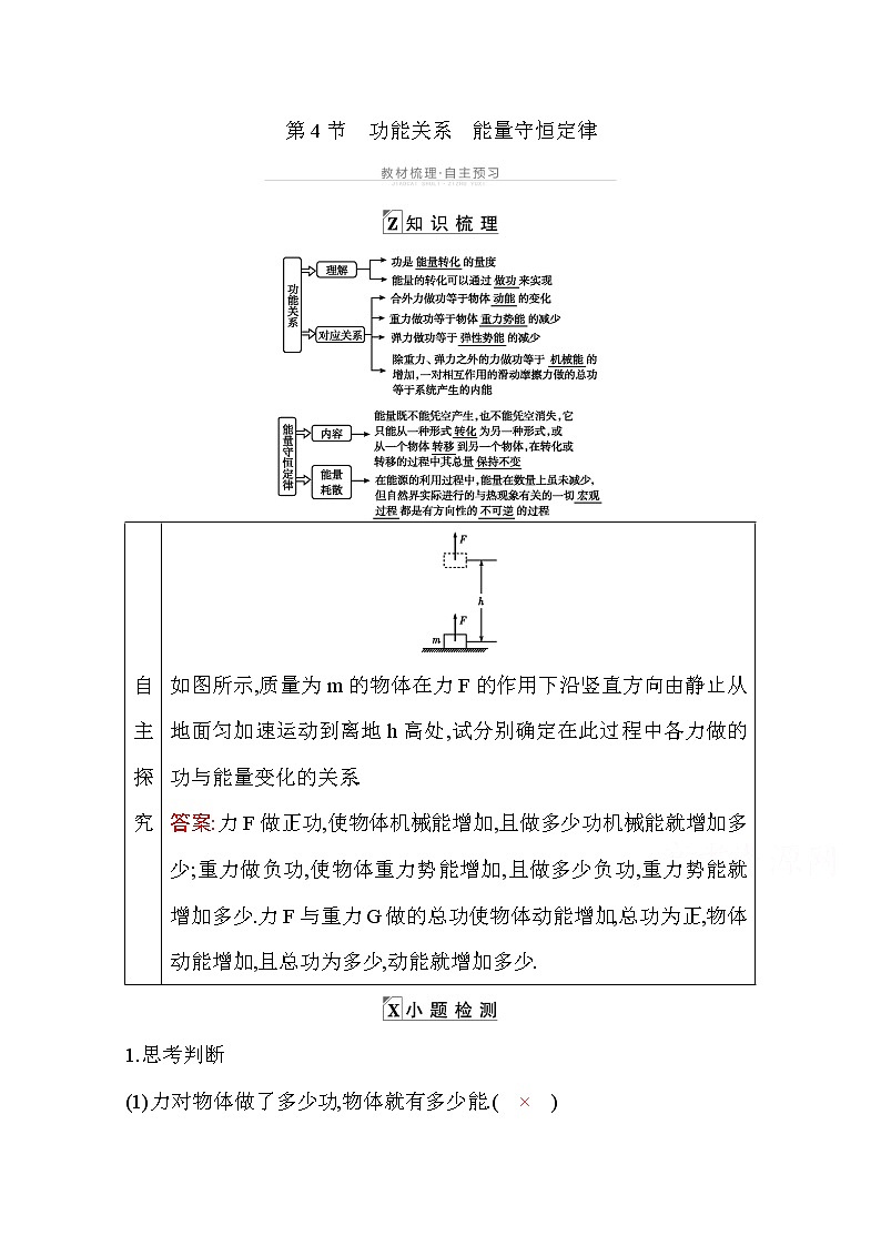 2021高考物理鲁科版一轮复习教师用书：第四章第4节　功能关系　能量守恒定律01