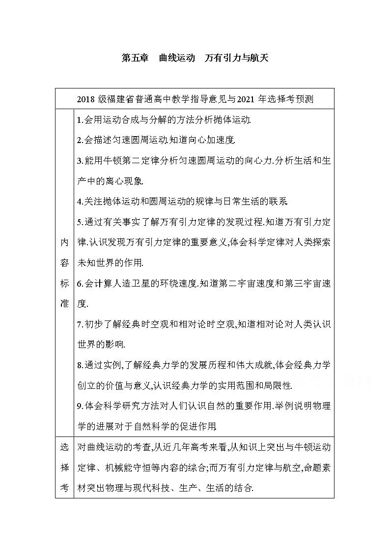 2021高考物理鲁科版一轮复习教师用书：第五章第1节　曲线运动　运动的合成与分解01