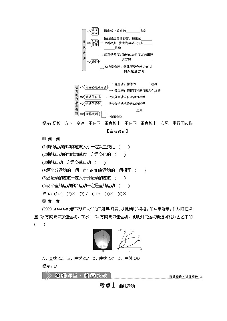 2021版浙江新高考选考物理一轮复习教师用书：5第四章　1第1节　曲线运动　运动的合成与分解02