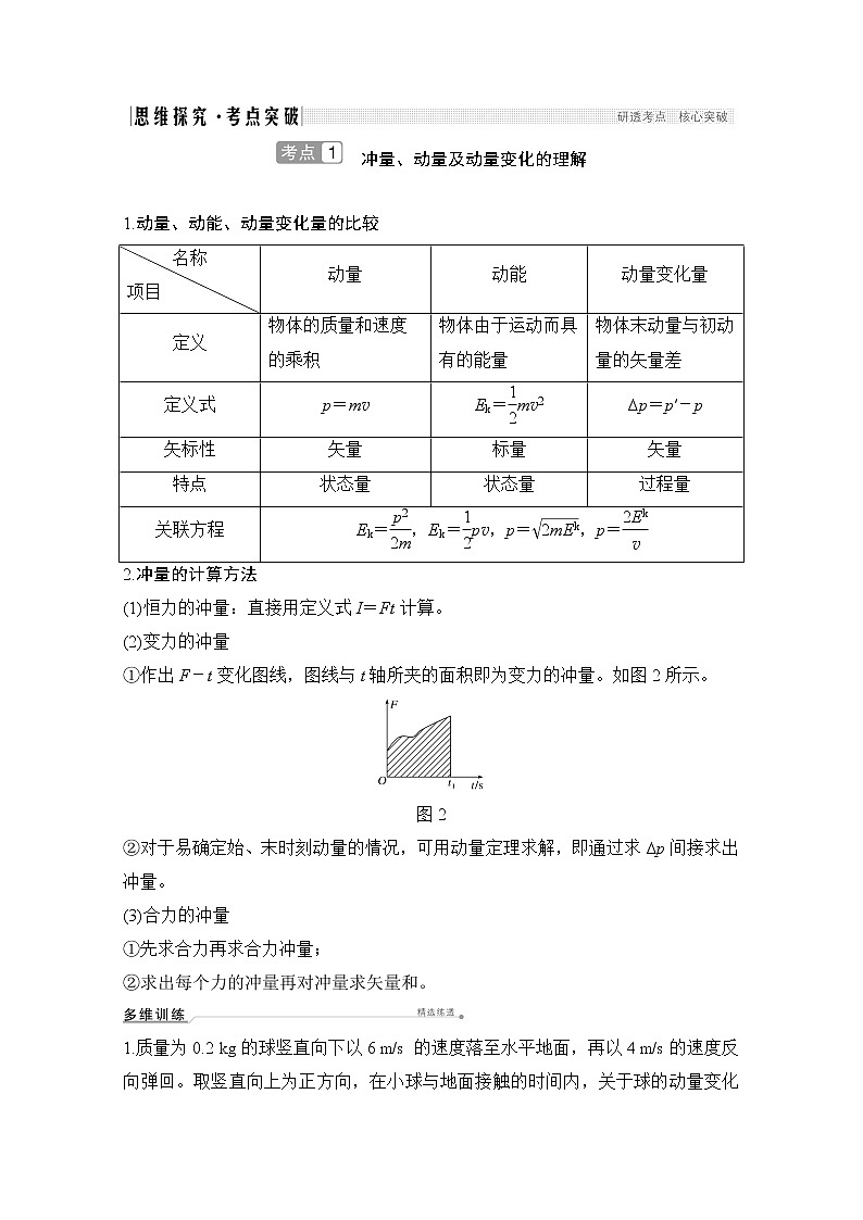 2021届高考物理沪科版一轮复习教学案：第六章第1讲动量和动量定理第3页