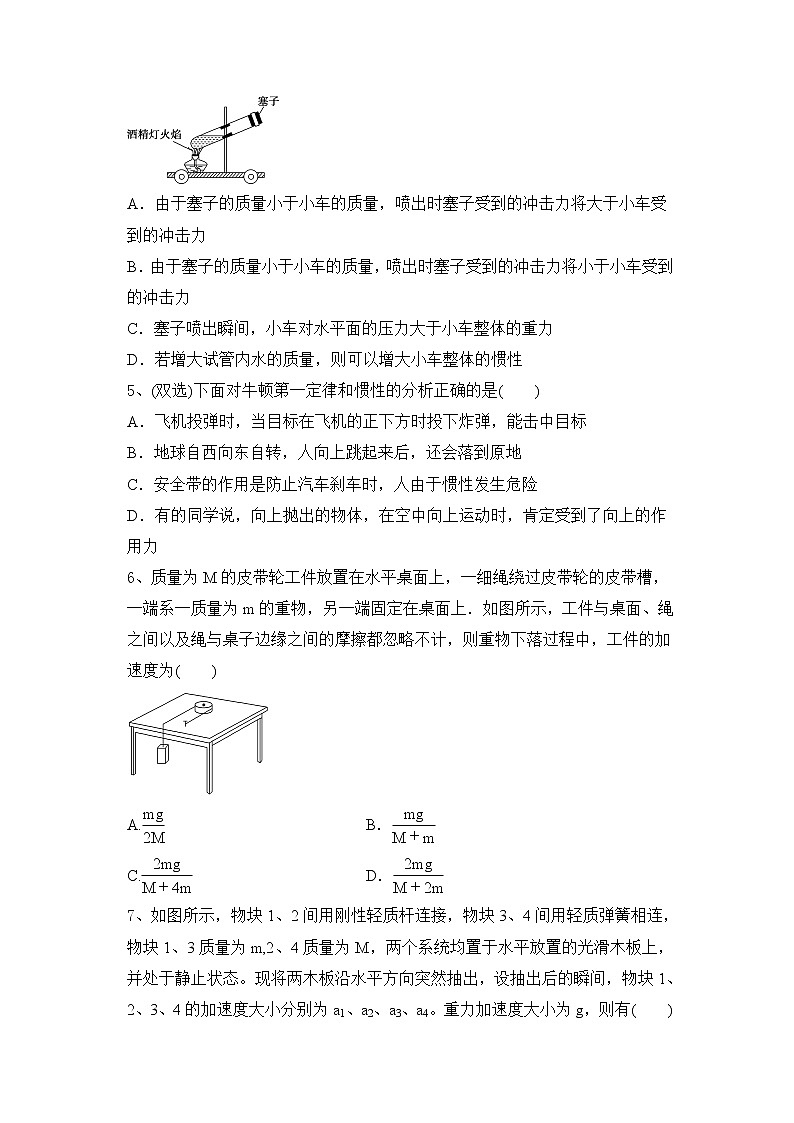 2021届高考物理一轮专题：牛顿运动定律练习题第2页