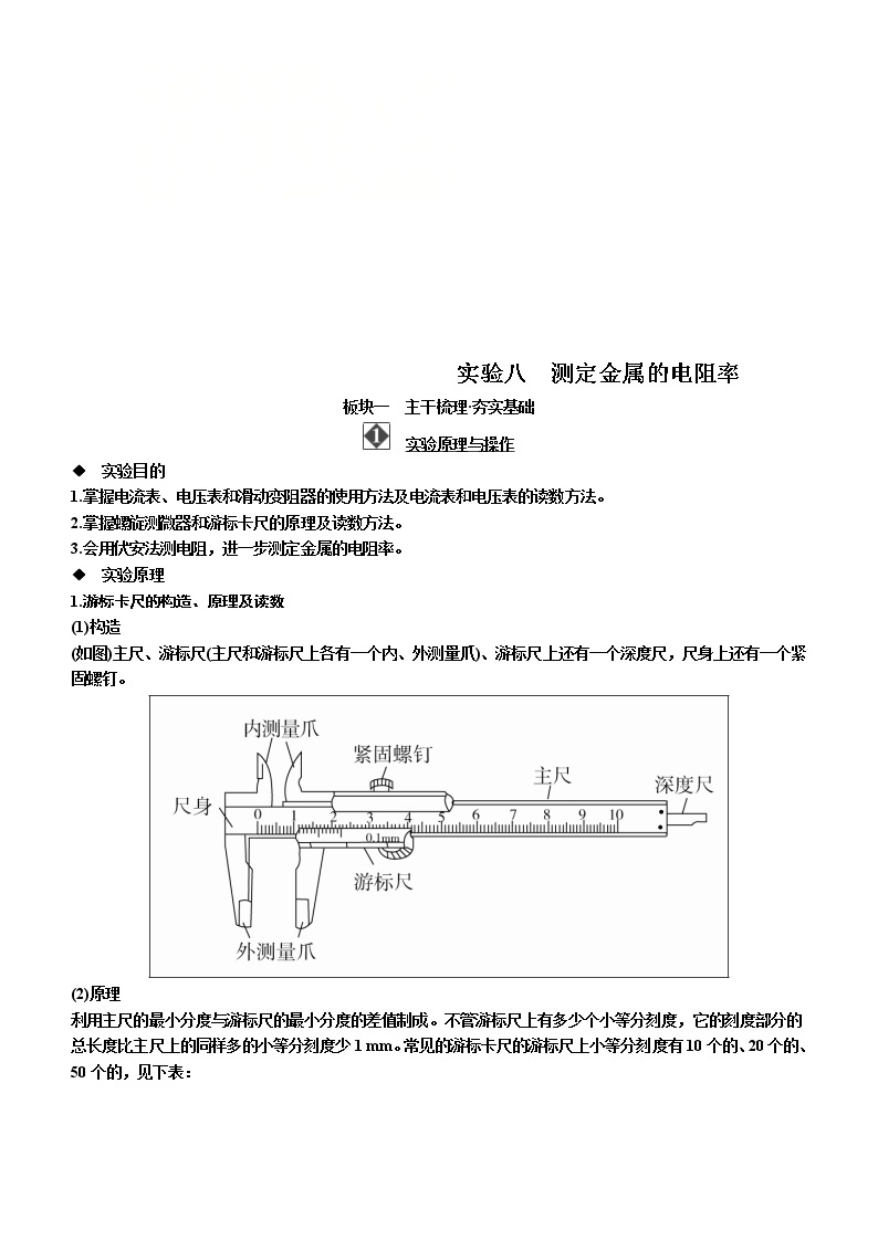 备考2019年高考物理一轮复习文档：第8章 实验8《测定金属的电阻率》（含解析）01