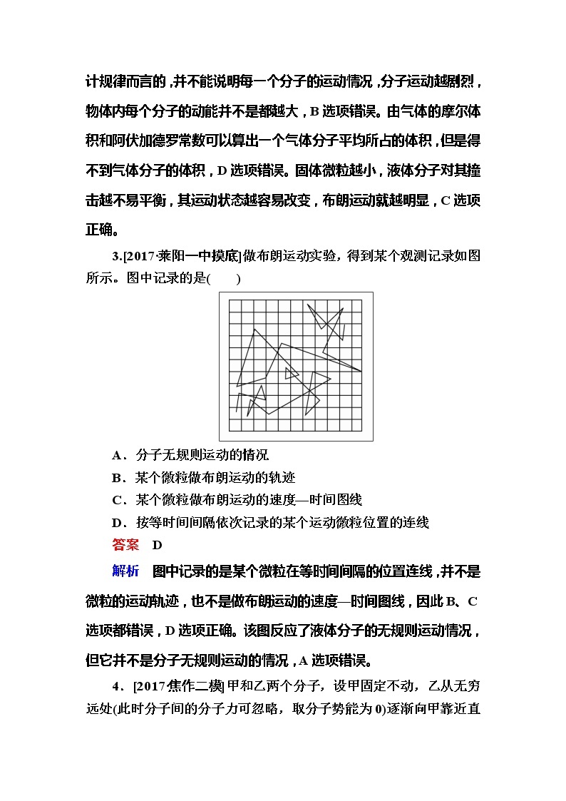 备考2019年高考物理一轮复习文档：第14章 第1讲《分子动理论　内能》练习（含解析）02