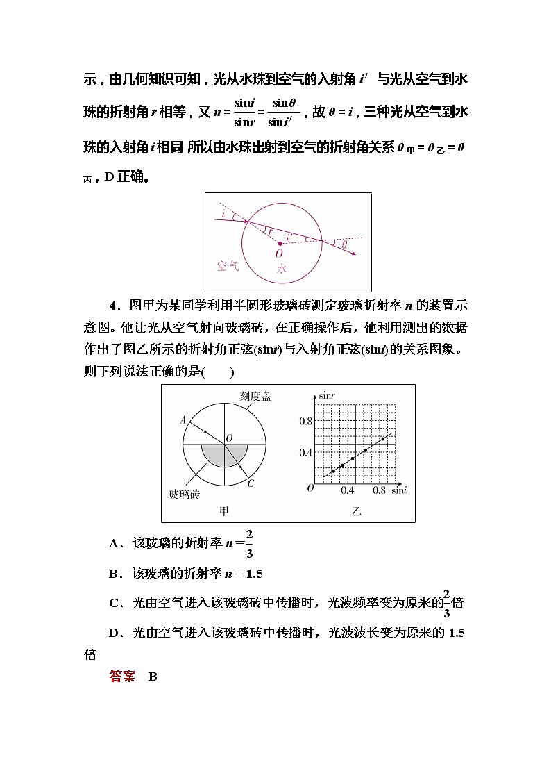备考2019年高考物理一轮复习文档：第16章 第1讲《光的折射、全反射》练习（含解析）03