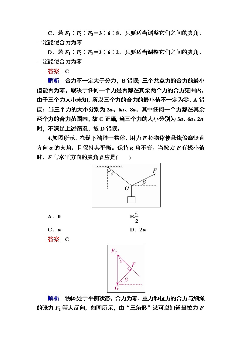 2019届高考物理一轮复习练习：第2章 第2讲　力的合成与分解(含解析)02