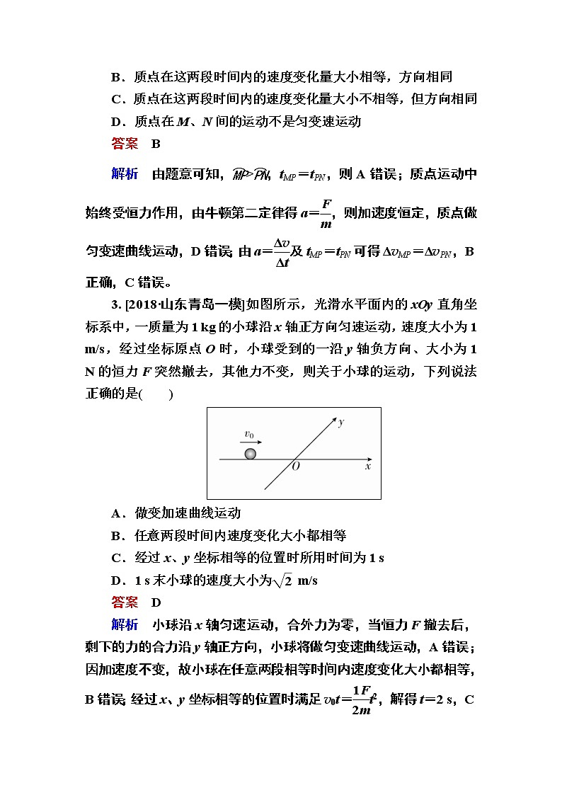 2019届高考物理一轮复习练习：第4章 第1讲　曲线运动　运动的合成与分解(含解析)02