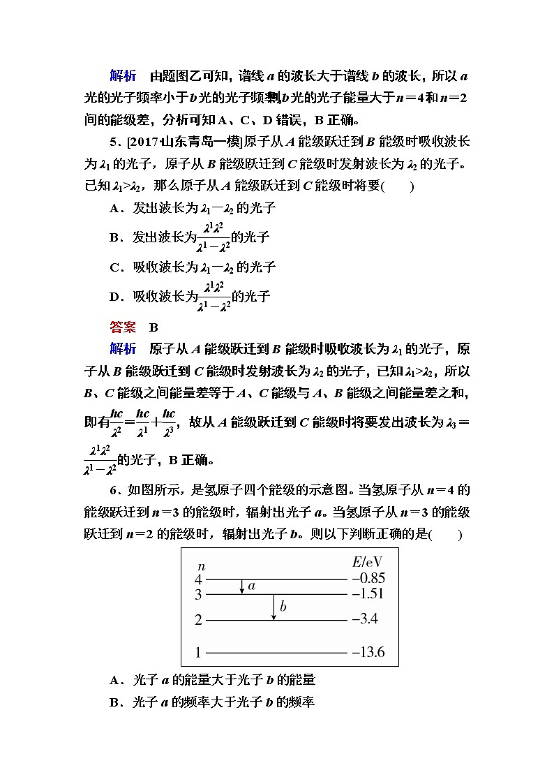 2019届高考物理一轮复习练习：第13章 第1讲　原子结构　氢原子光谱(含解析)第3页