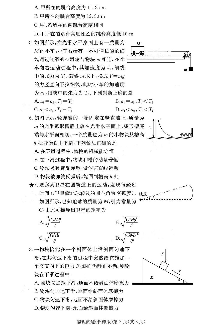 2021炎德英才大联考长郡中学高三月考(二)物理试卷答案解析02