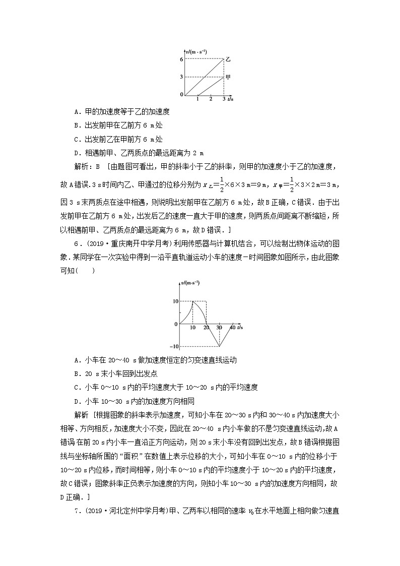 2020高考物理一轮总复习课时冲关03《链接高考1运动图象追及和相遇问题》（含解析）人教版03