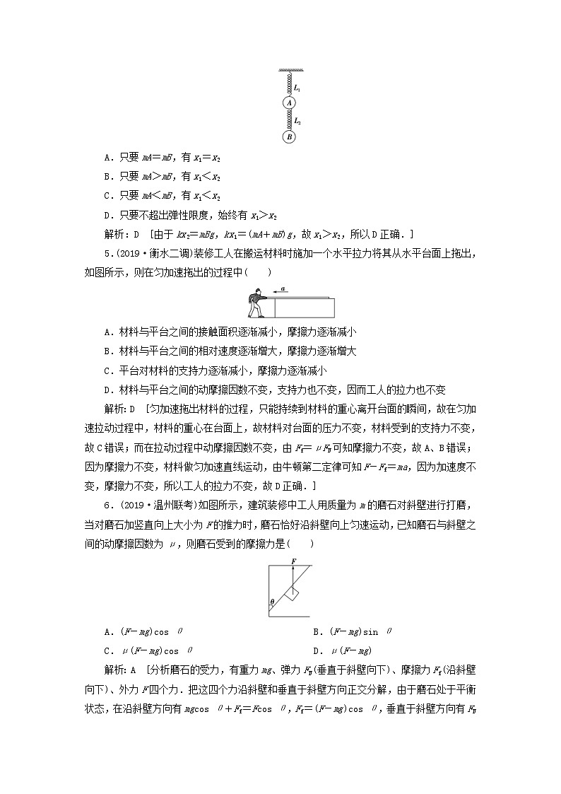 2020高考物理一轮总复习课时冲关04《重力弹力摩擦力》（含解析）人教版 学案02