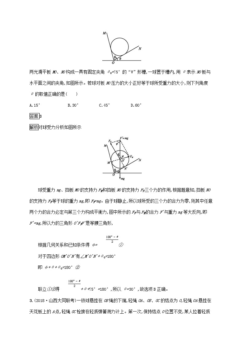 通用版2020版高考物理大一轮复习考点规范练5《力的合成与分解》(含解析)02