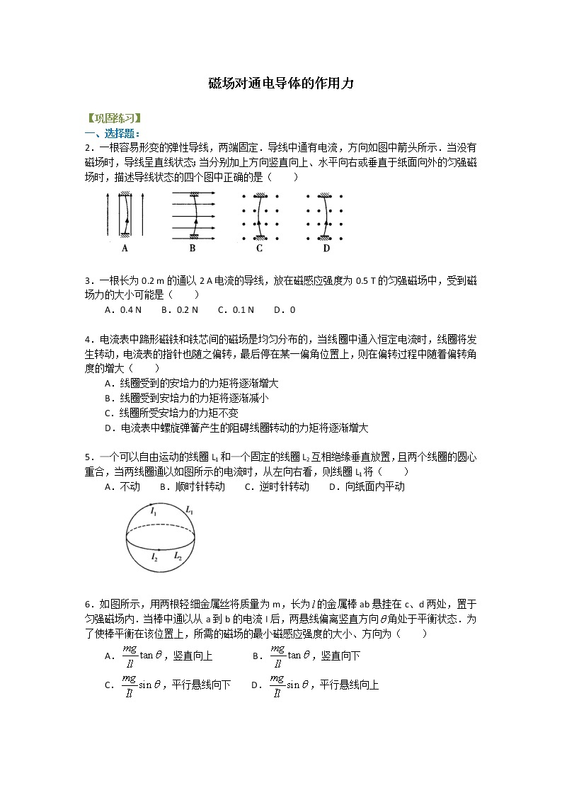 巩固练习_磁场对通电导体的作用力 提高01