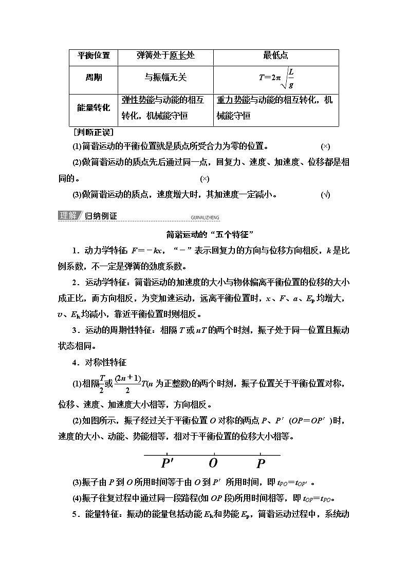 2020版新一线高考物理（人教版）一轮复习教学案：第14章第1节　机械振动第2页