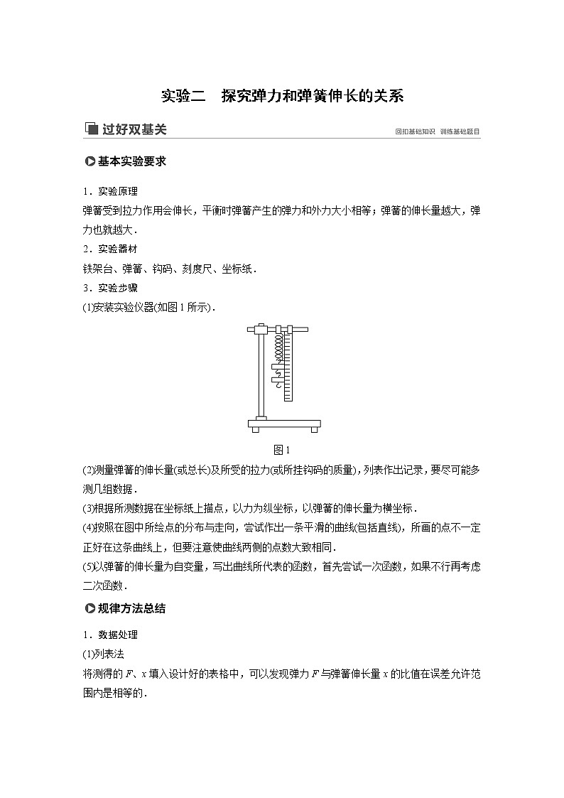 2020版物理新增分大一轮人教通用版讲义：第二章相互作用实验二第1页