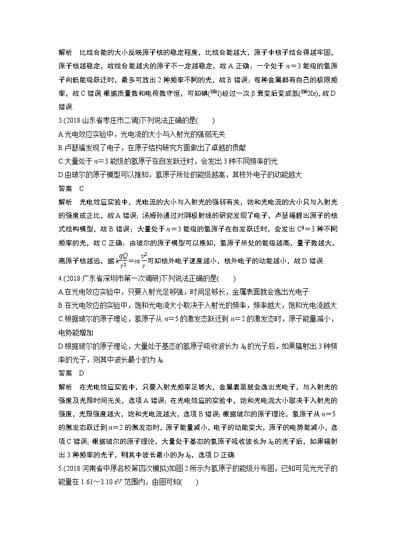 2020版物理新增分大一轮人教通用版讲义：第十二章近代物理初步本章综合能力提升练02