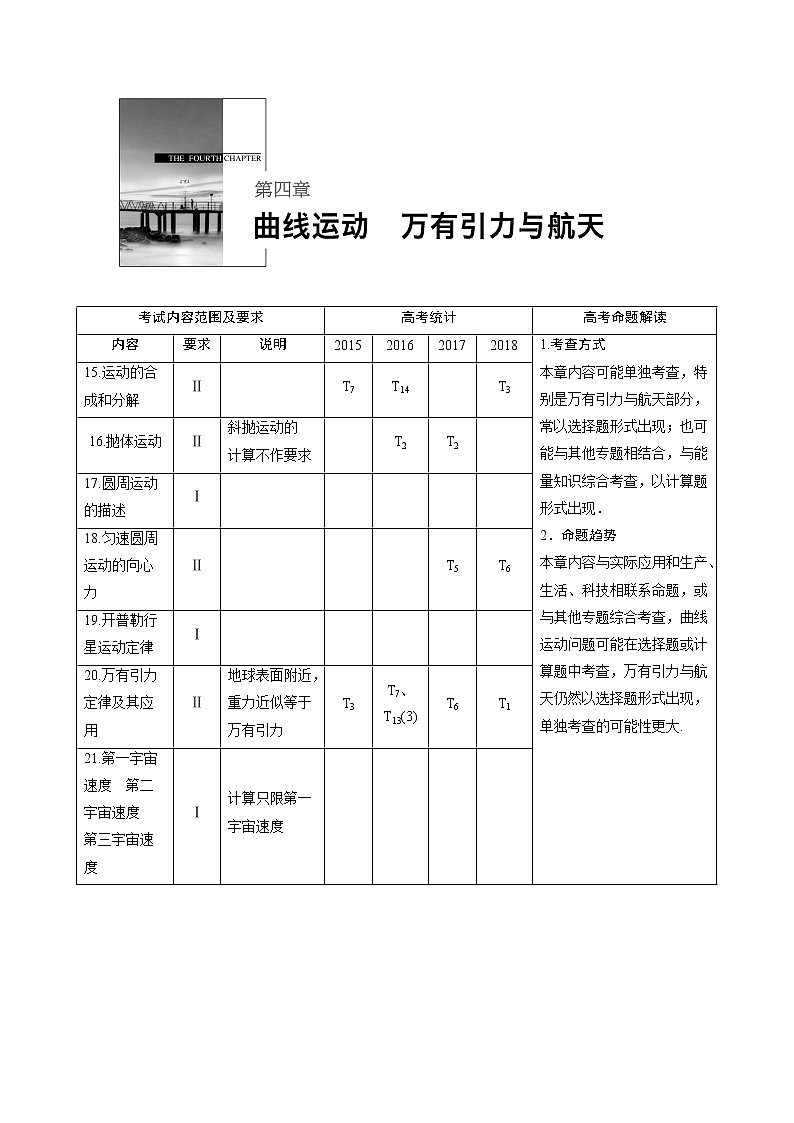 2020版物理新增分大一轮江苏专用版讲义：第四章曲线运动万有引力与航天第1讲第1页