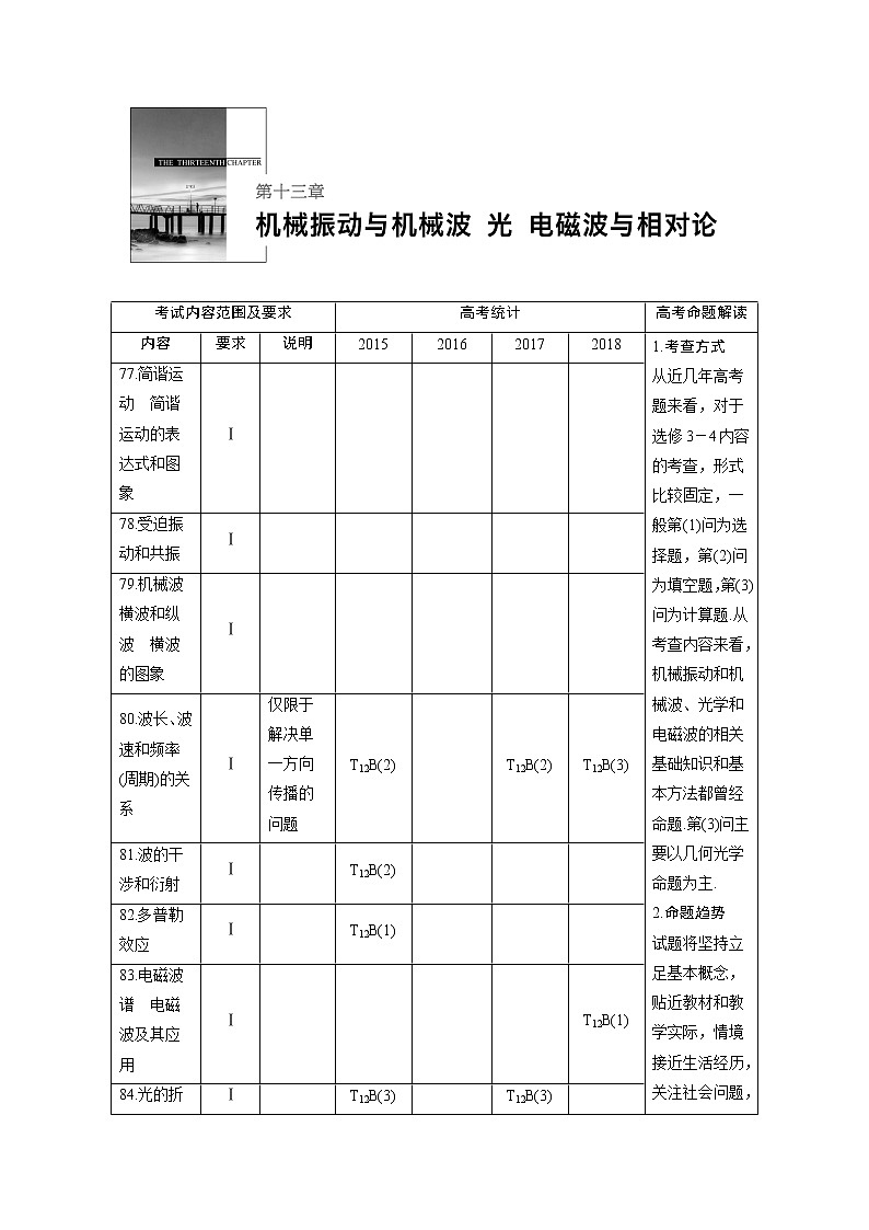 2020版物理新增分大一轮江苏专用版讲义：第十三章机械振动与机械波光电磁波与相对论第1讲第1页