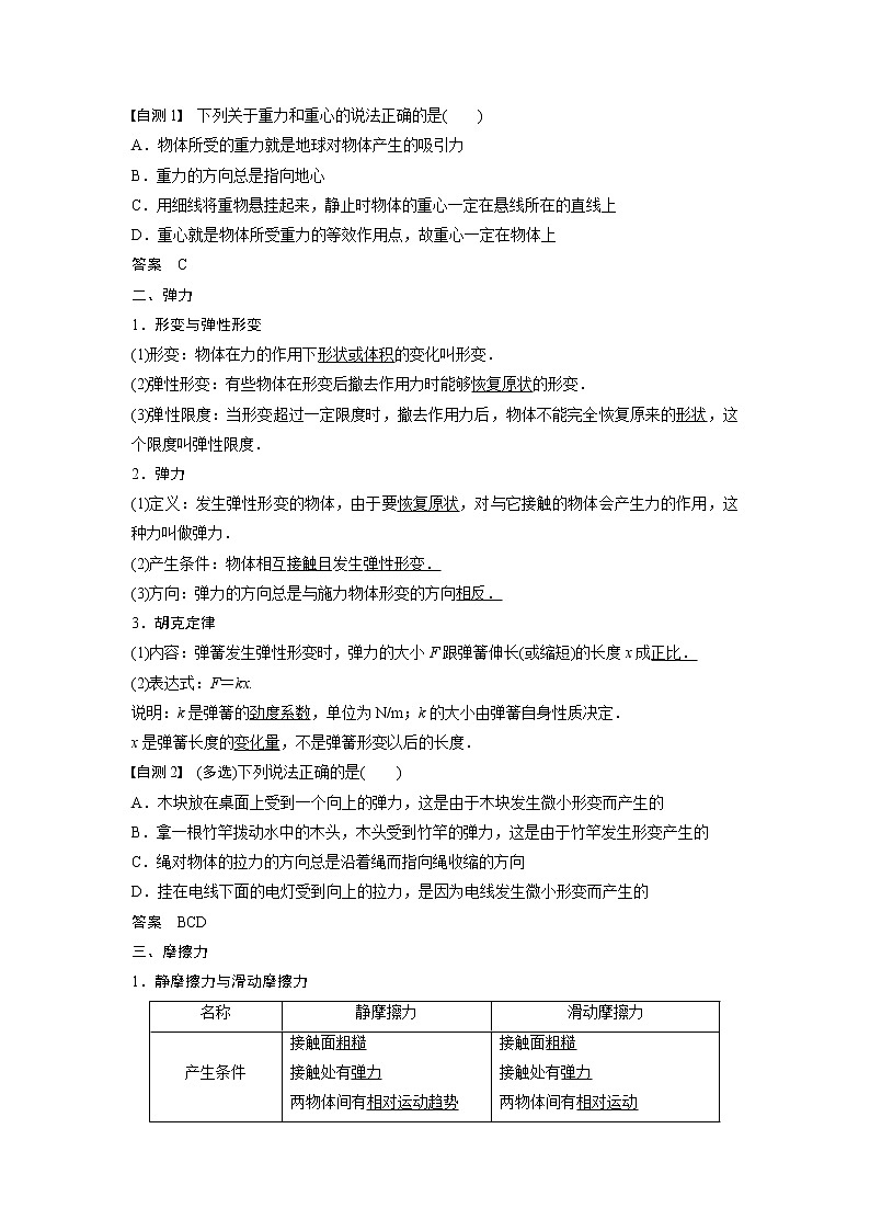 2020版物理新导学浙江选考大一轮精讲讲义：第二章相互作用第1讲第2页