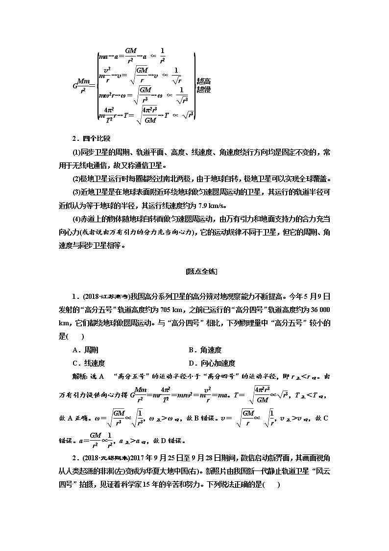 2020版高考物理新设计一轮复习江苏专版讲义：第四章第5节天体运动与人造卫星03