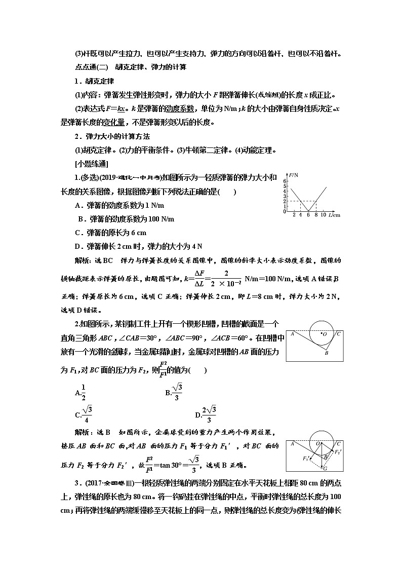 2020版高考物理新创新一轮复习通用版讲义：第二章第6课时　重力　弹力（双基落实课）03