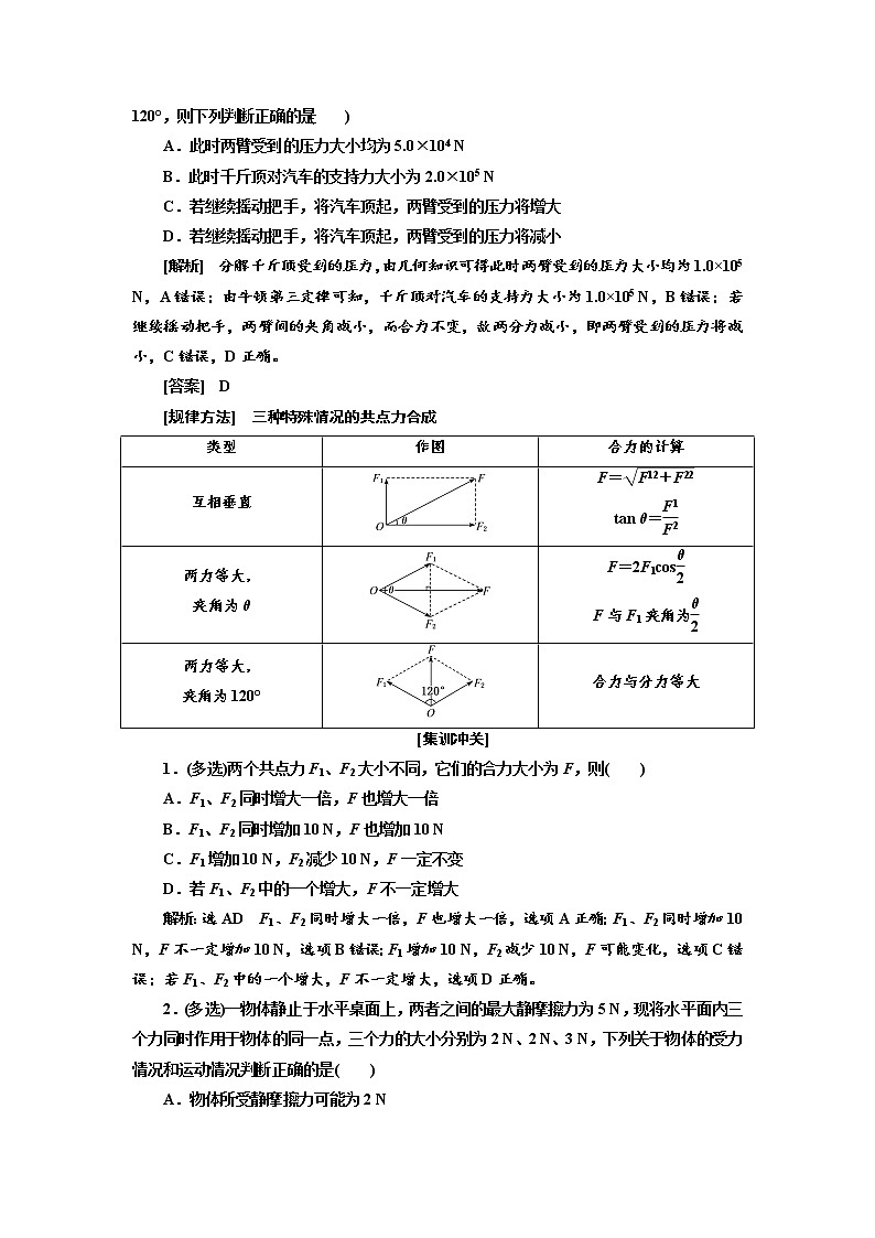 2020版高考物理新创新一轮复习通用版讲义：第二章第8课时　力的合成与分解（重点突破课）02