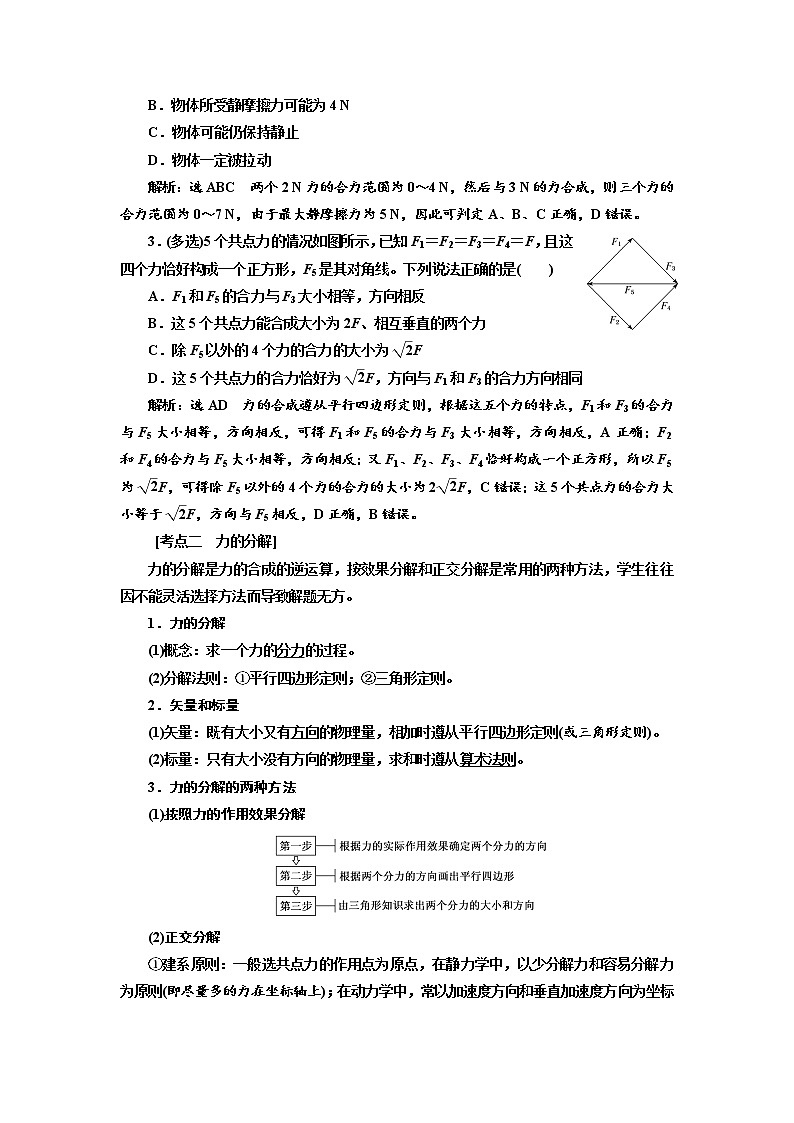2020版高考物理新创新一轮复习通用版讲义：第二章第8课时　力的合成与分解（重点突破课）03