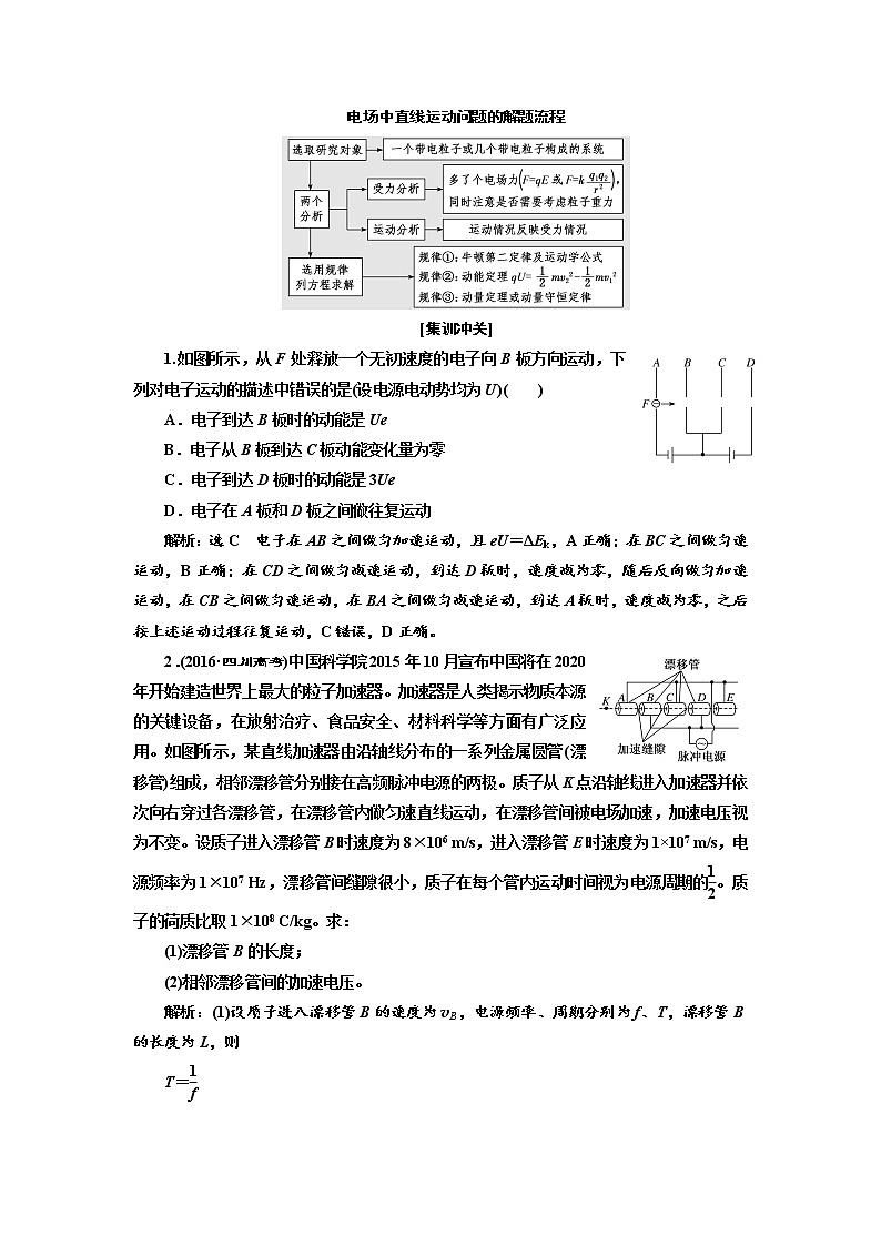 2020版高考物理新创新一轮复习通用版讲义：第七章第44课时　带电粒子在电场中的运动（重点突破课）02