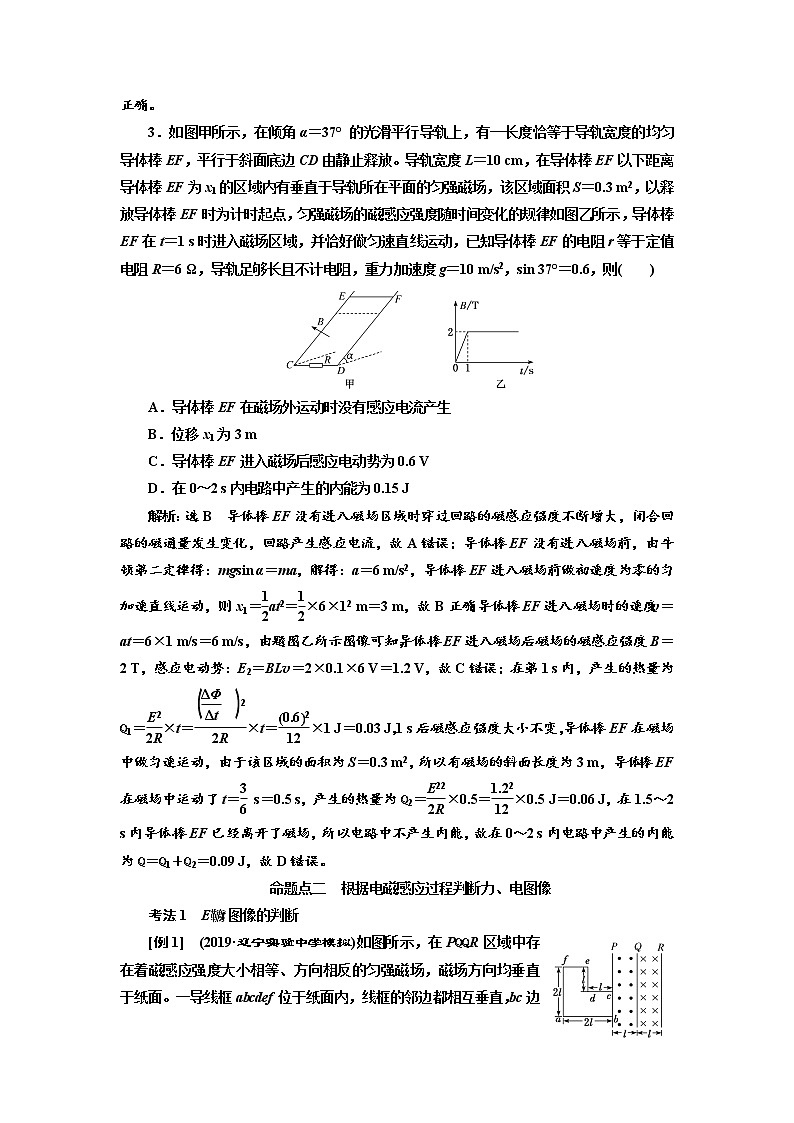 2020版高考物理新创新一轮复习通用版讲义：第十章第65课时　电磁感应中的图像问题（题型研究课）03
