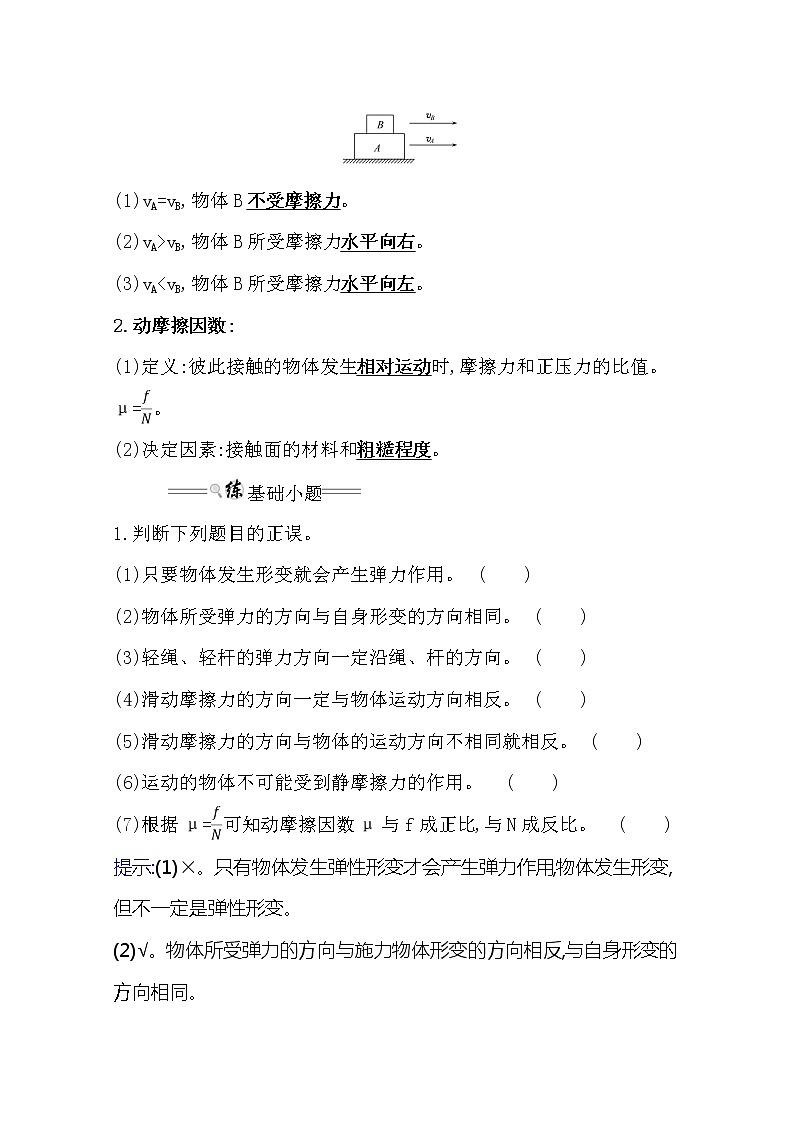 2021版高考物理教科版大一轮复习基础自查学案：2.1　重力　弹力　摩擦力第3页