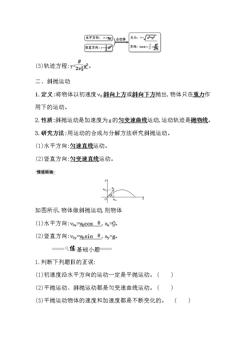 2021版高考物理教科版大一轮复习基础自查学案：4.2　平抛运动的规律及应用02