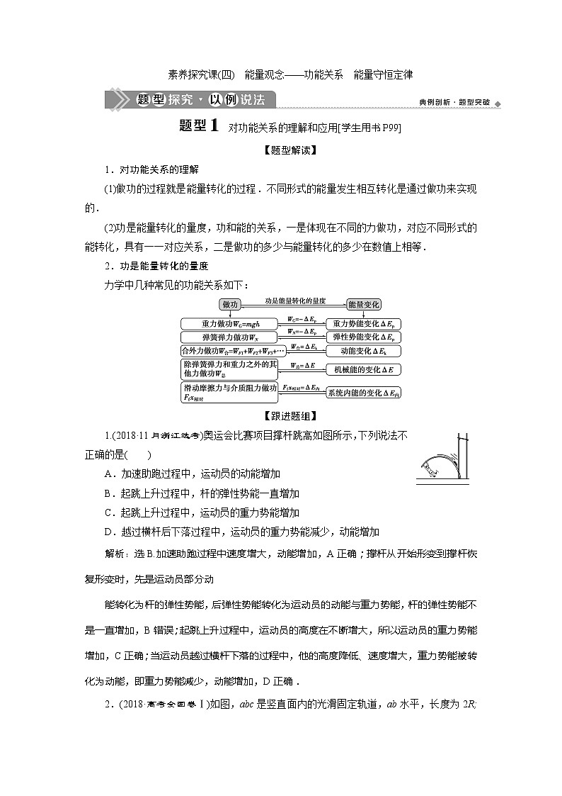 2021版高考物理（基础版）一轮复习学案：第五章　4素养探究课（四）　能量观念——功能关系　能量守恒定律01