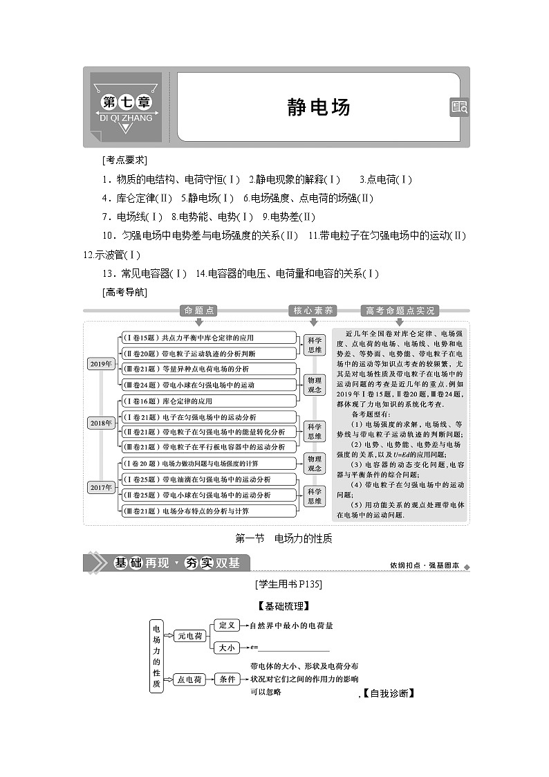 2021版高考物理（基础版）一轮复习学案：第七章　1第一节　电场力的性质第1页