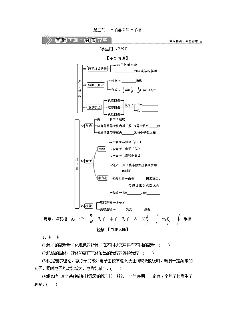 2021版高考物理（基础版）一轮复习学案：第十二章　2第二节　原子结构与原子核01