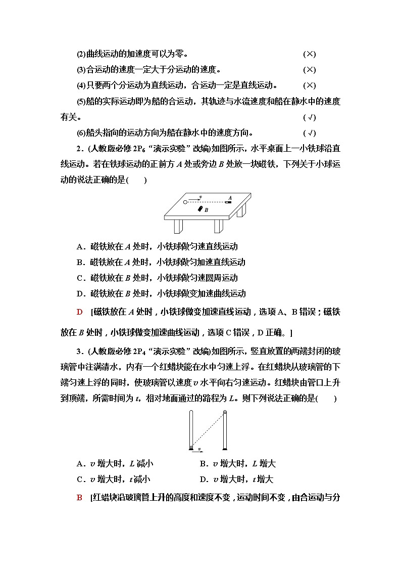 2021届山东新高考物理一轮复习讲义：第4章第1节　曲线运动、运动的合成与分解03