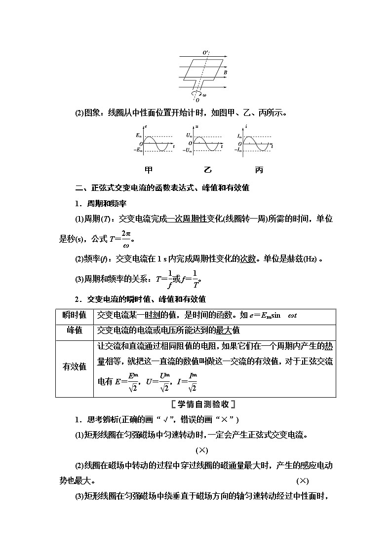 2021届山东新高考物理一轮复习讲义：第11章第1节　交变电流的产生及描述02