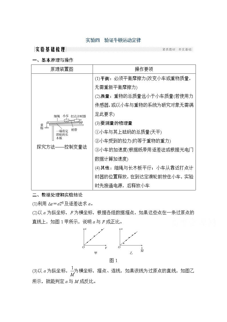 2021届高考物理粤教版一轮学案：第三章实验四验证牛顿运动定律01