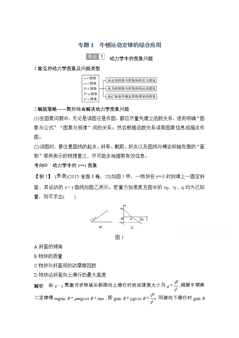 2021届高考物理粤教版一轮学案：第三章专题1牛顿运动定律的综合应用01