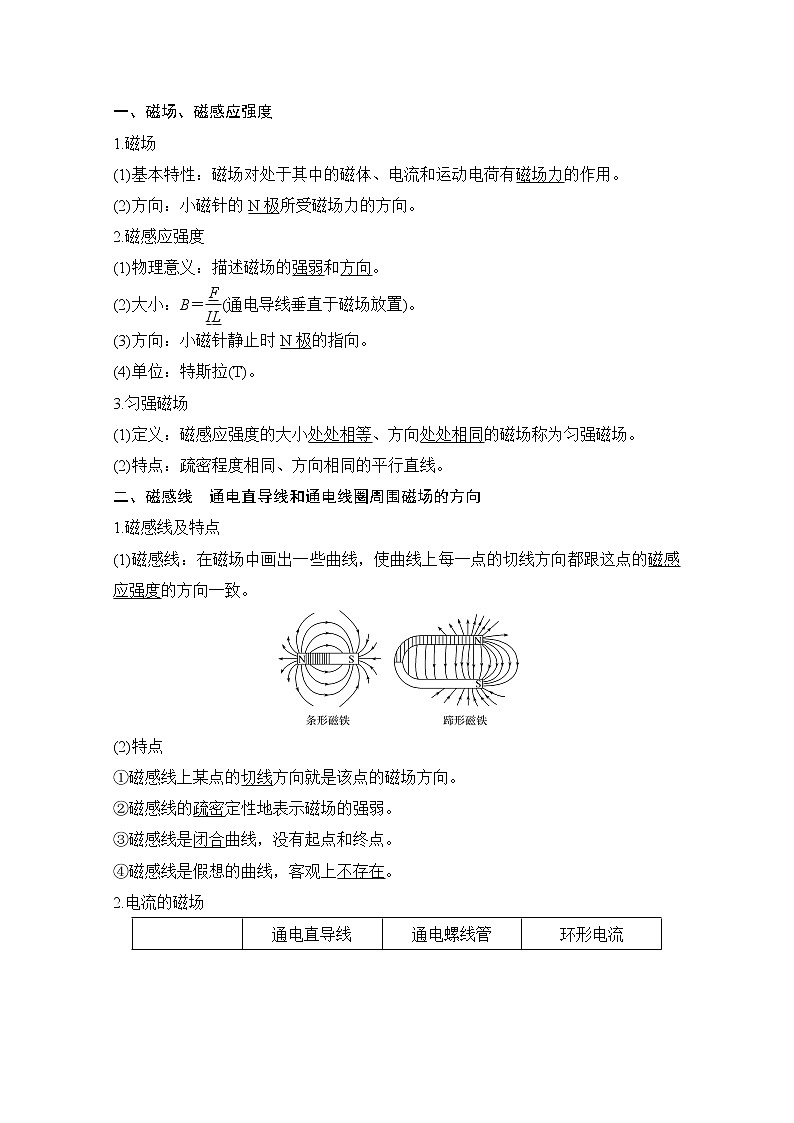 2021届高考物理粤教版一轮学案：第九章第1讲　磁场的描述及磁场对电流的作用02