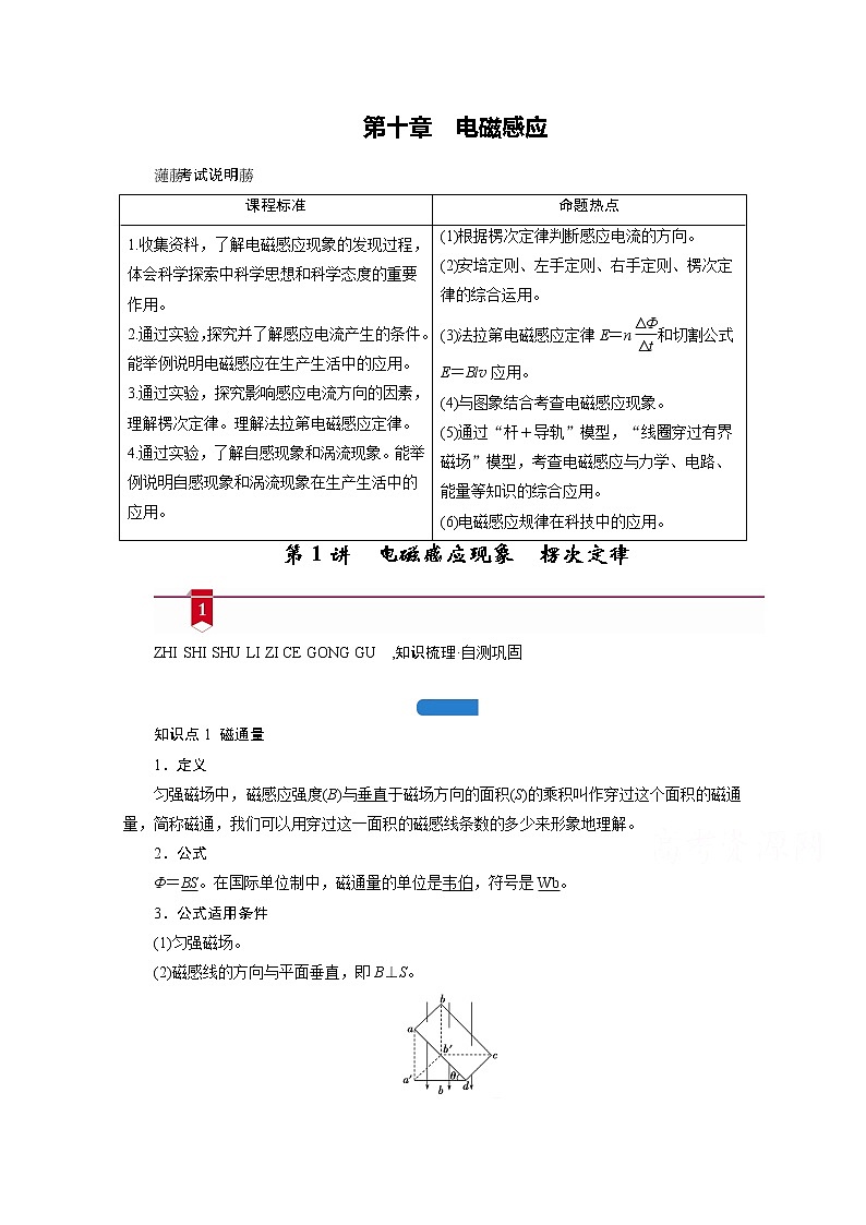 2021高三物理人教版一轮学案：第十章第1讲　电磁感应现象　楞次定律01
