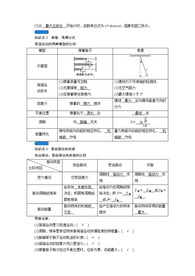 2021高三物理人教版一轮学案：第十三章第1讲　机械振动03