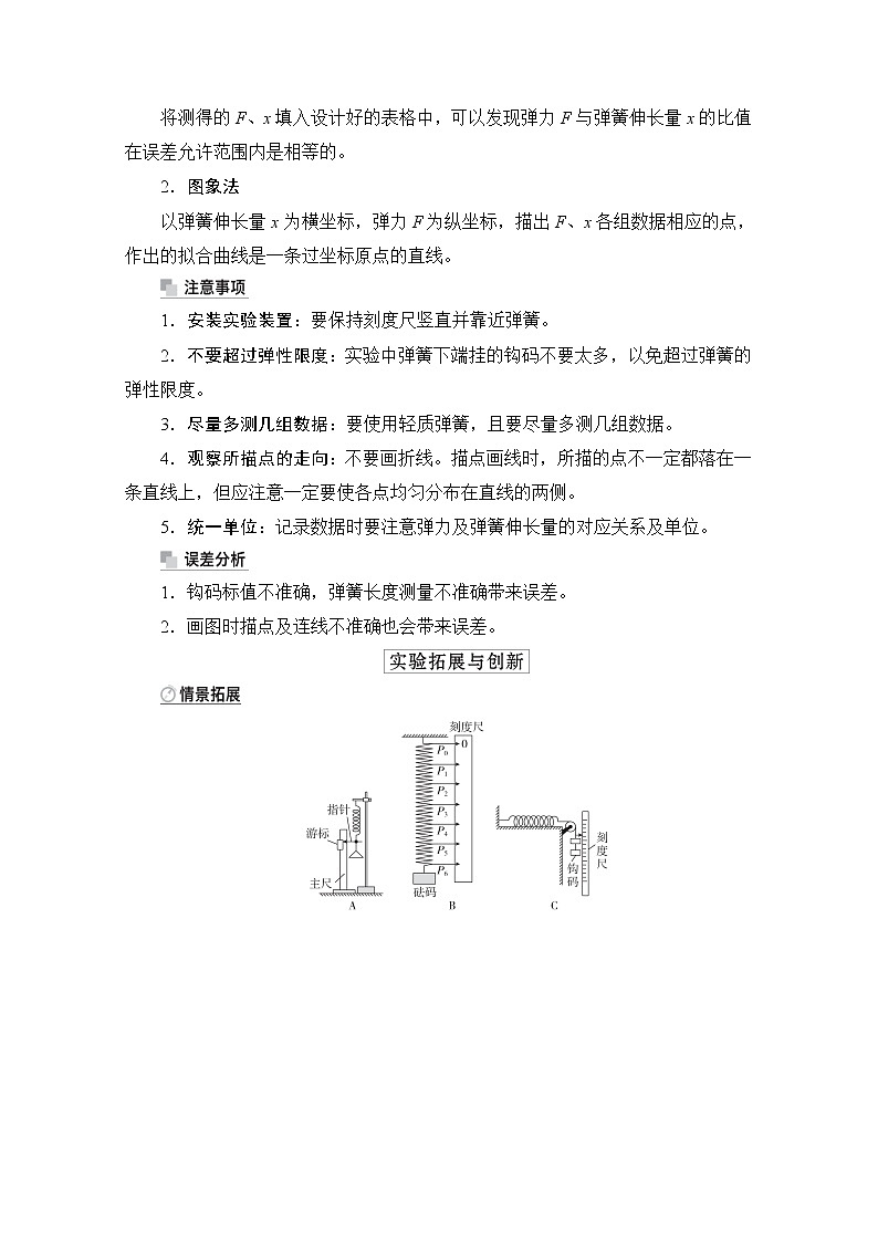 2021高三统考人教物理一轮（经典版）学案：第2章实验二　探究弹力和弹簧伸长的关系02