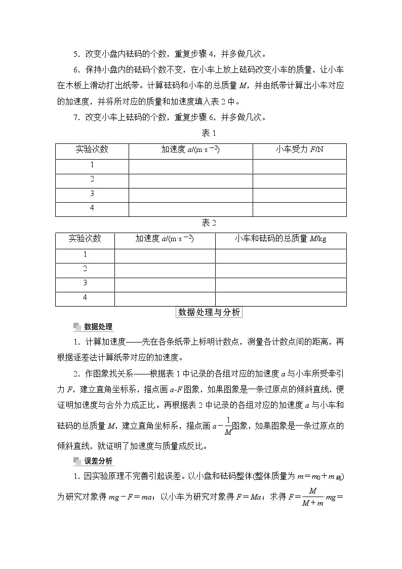 2021高三统考人教物理一轮（经典版）学案：第3章实验四　验证牛顿运动定律02