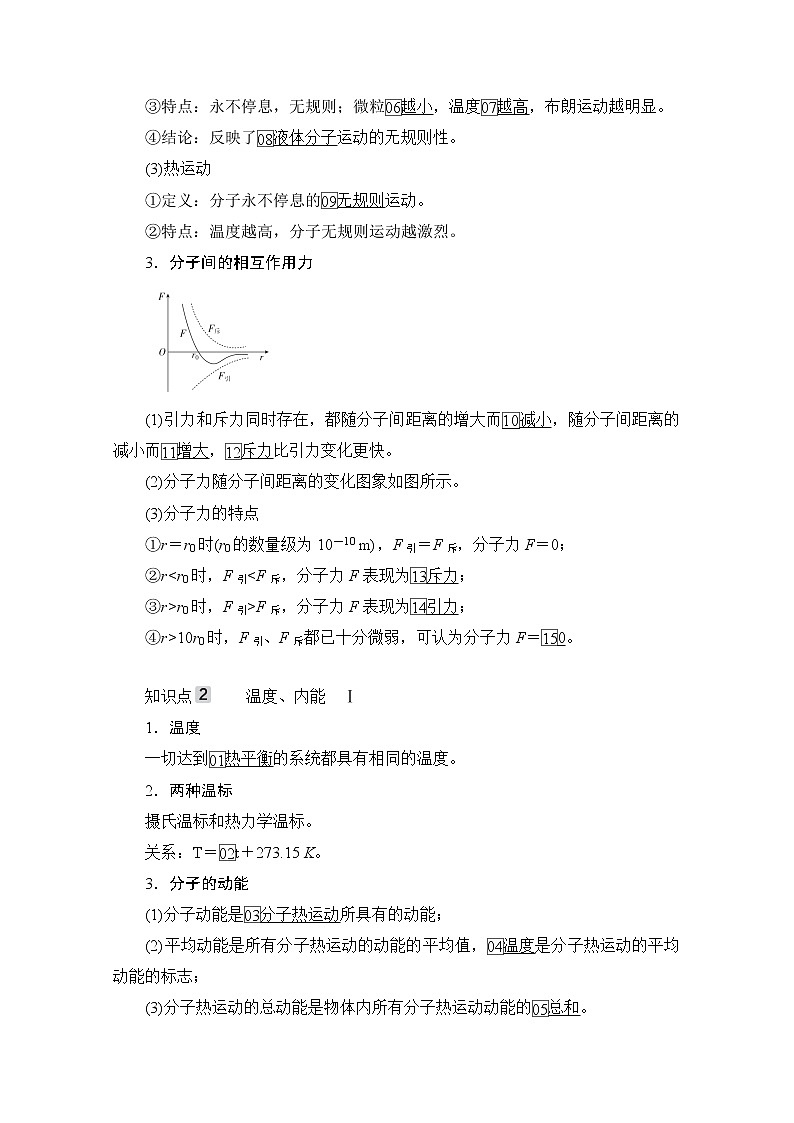 2021高三统考人教物理一轮（经典版）学案：第13章第1讲　分子动理论　内能03