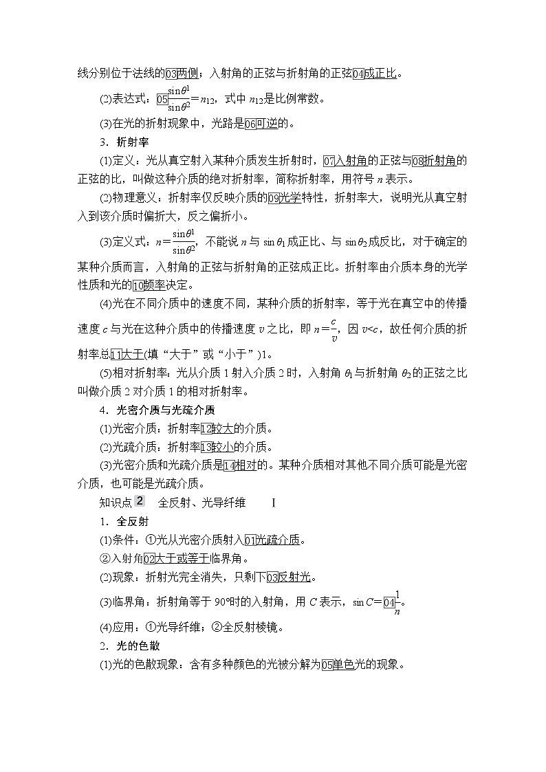 2021高三统考人教物理一轮（经典版）学案：第15章第1讲光的折射、全反射02