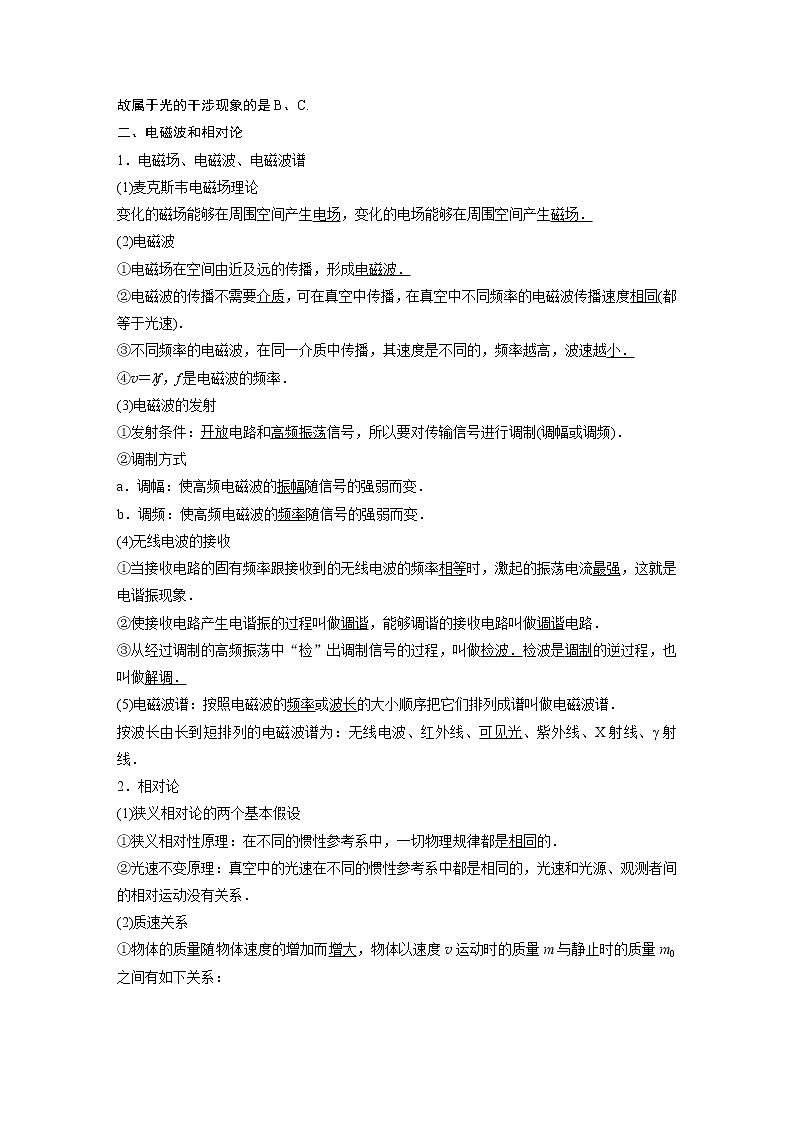 2021高考物理教科版一轮复习学案作业：第十四章第4讲光的波动性　电磁波和相对论02
