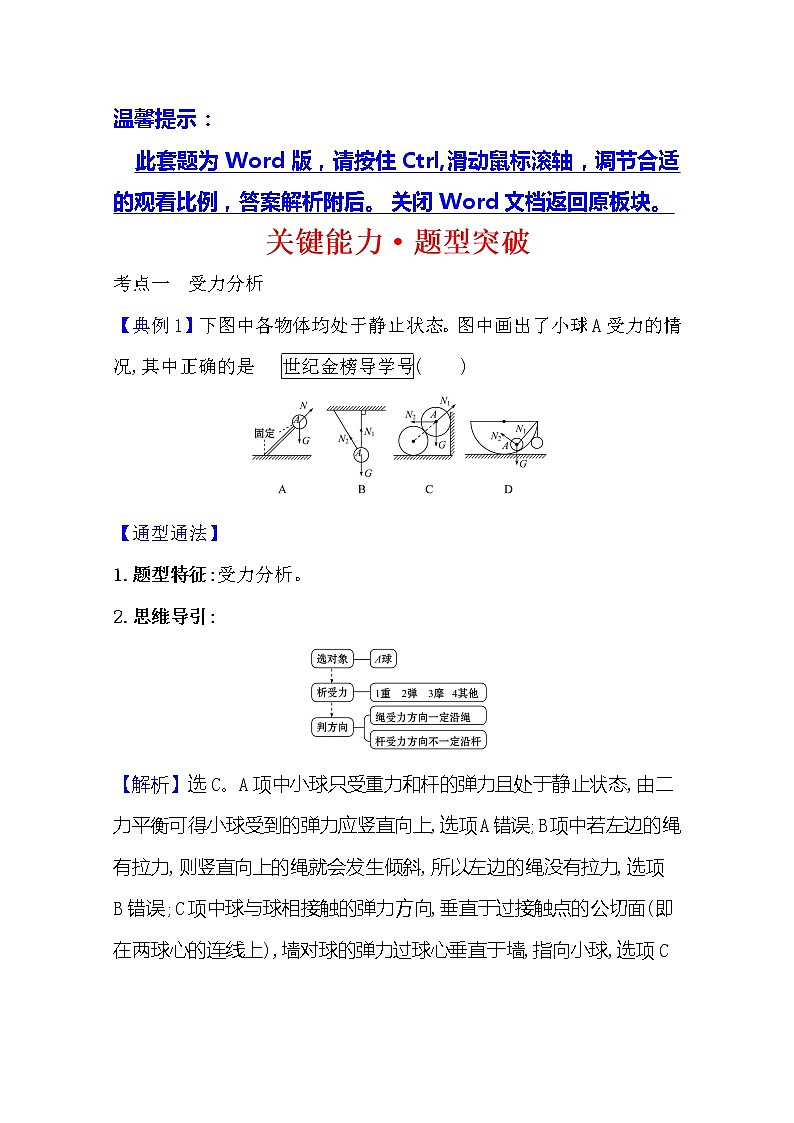 2021高考物理沪科版新课程一轮复习关键能力·题型突破2.3受力分析　共点力的平衡01