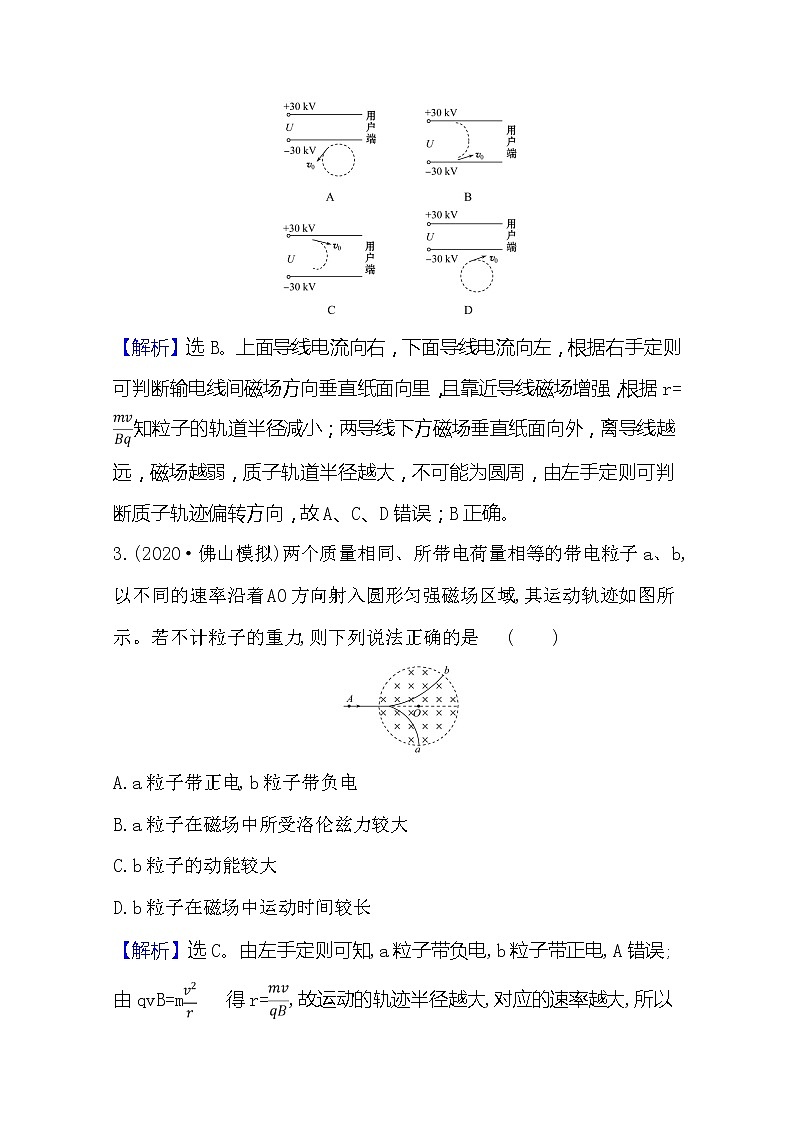 2021高考物理沪科版新课程一轮复习关键能力·题型突破9.2　磁场对运动电荷的作用02