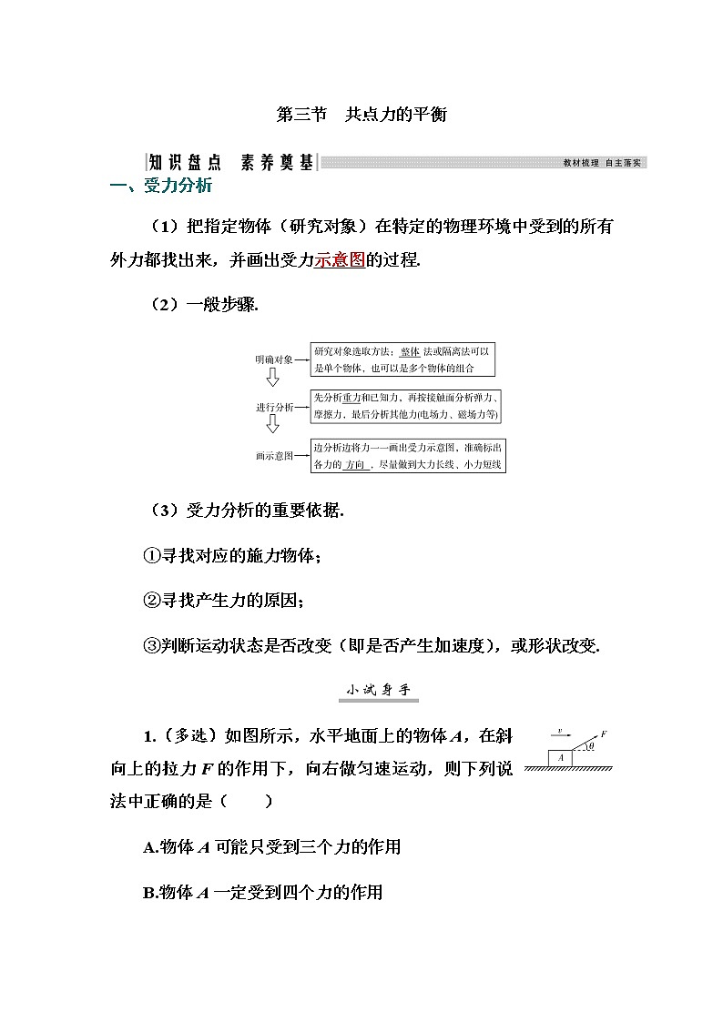 2021高考物理（选择性考试）人教版一轮学案：2.3共点力的平衡01